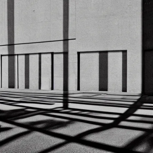 Prompt: obscure shadows in an empty city, 4 k photography, hyperrealism, black and white