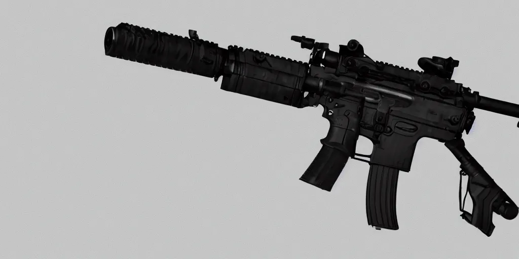 Image similar to m4 carbine, black, scifi, studio lighting, chromatic aberration, concept design art