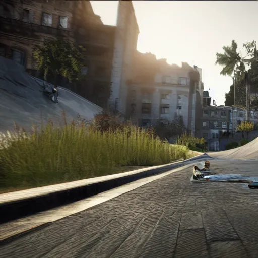 Prompt: Skate 4 videogame gameplay, screenshot in-game, photorealistic, 4k, hd