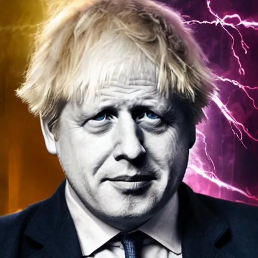 Image similar to Boris Johnson as Emperor Palpatine, dark background