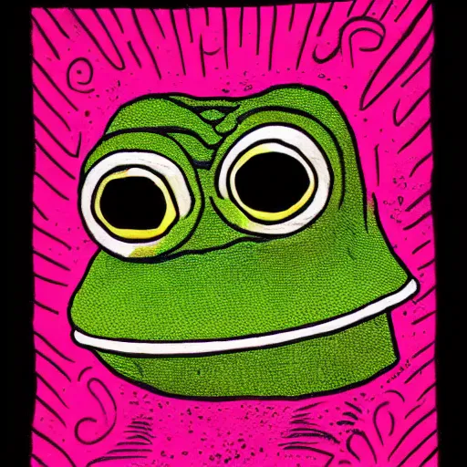 Prompt: Pepe the frog sweating by Matt Furie