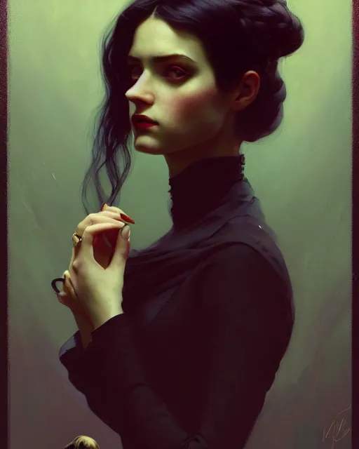 Prompt: stylized portrait by aykutmakut of an artistic pose, composition, young victorian sad fancy lady, surrounded by snakes, cinematic moody colors, realistic shaded, fine details, realistic shaded lighting poster by ilya kuvshinov, magali villeneuve, artgerm, jeremy lipkin and michael garmash and rob rey