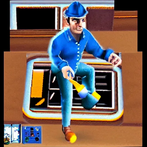 Image similar to Blario, a French pipe fitter from the Bronx in an N64 game