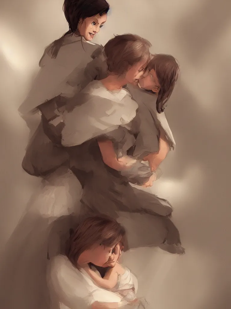 Image similar to a mother's love, by disney concept artists, blunt borders, rule of thirds, beautiful light