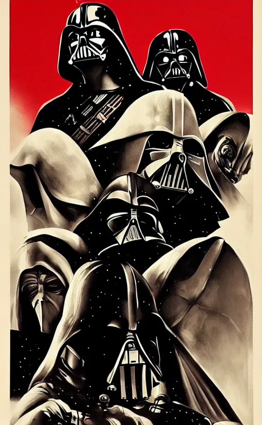 Image similar to a propaganda poster for the galactic empire in star wars, featuring the emperor palpatine, sidious, as a shadow