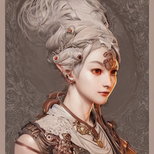 Image similar to studio portrait of neutral good colorful female cleric bard healer as absurdly beautiful, elegant, young skinny gravure idol, ultrafine hyperdetailed face illustration by kim jung gi, irakli nadar, intricate linework, sharp focus, bright colors, octopath traveler, final fantasy, unreal engine highly rendered, global illumination, radiant light, detailed and intricate environment