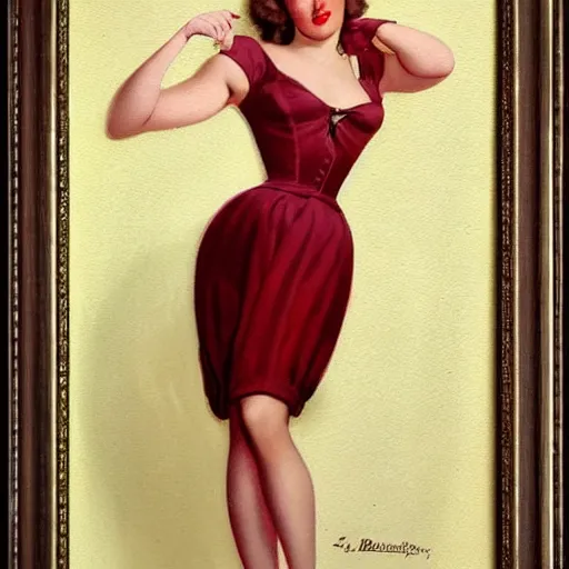 Prompt: beautiful woman in dress, by gil elvgren