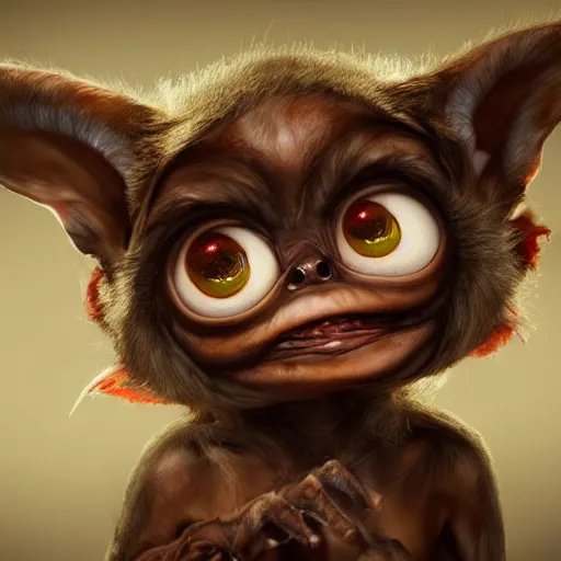 Image similar to very cute gizmo the mogwai gremlin in the movie gremlins 3, award winning creature portrait photography, extremely detailed, artstation, 8 k, sensual lighting, incredible art, wlop, artgerm
