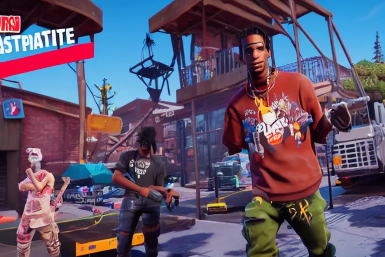 Image similar to Travis Scott fortnite playstation 5 mcdonalds