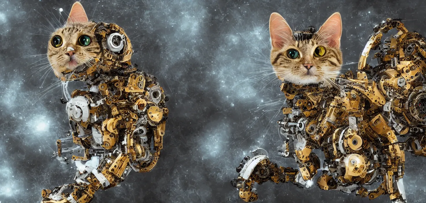 Image similar to detailed photo of a mechanical robot cat, digital art