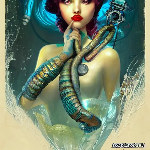 Image similar to Lofi mermaid BioShock BioPunk portrait, Pixar style, by Tristan Eaton Stanley Artgerm and Tom Bagshaw.