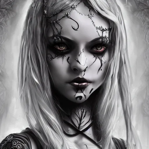 Image similar to a gothic girl with 4 arms with a beautiful face, young face, pretty face, beautiful detailed face, very detailed eyes, female art, intricate details, hyper detailed, artstation, 8 k resolution, high detail, digital painting