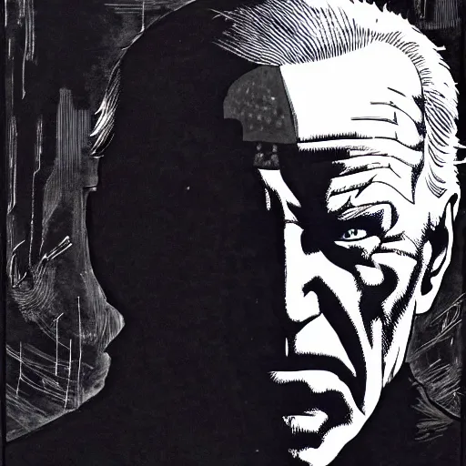 Image similar to Joe Biden looking sinister, by Tsutomu Nihei, highly detailed