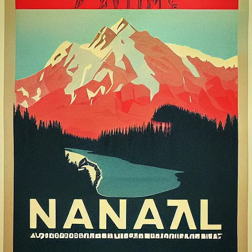 Image similar to soviet style propaganda poster convincing you to move to banff national park,