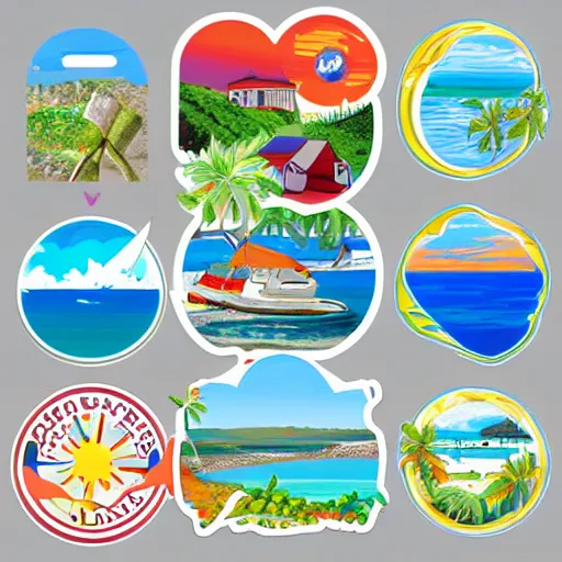 Image similar to coastal summer vacation icon sticker set