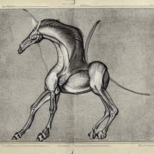 Image similar to anatomical drawing of a mythical creature. highly detailed. science book.