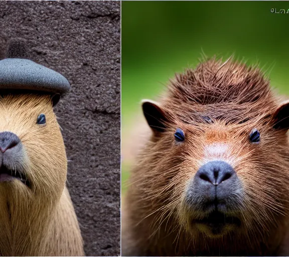 Image similar to a portrait of capybara with a mushroom cap growing on its head by luis royo. intricate. lifelike. soft light. sony a 7 r iv 5 5 mm. cinematic post - processing