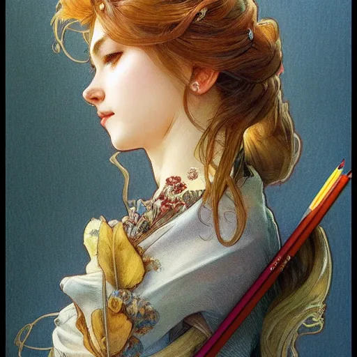 Image similar to beautiful lifelike award winning pencil illustration of sena robin ウイッチハンターロヒン trending on art station artgerm greg rutkowski alphonse mucha museum quality cinematic atmospheric