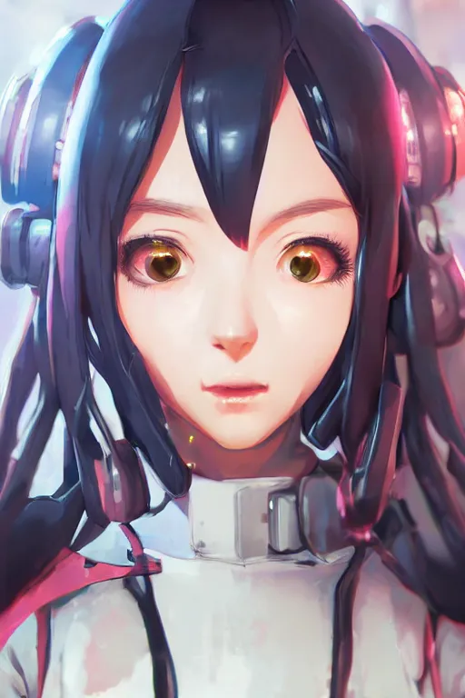 Prompt: a cute cyberpunk android maid girl, character art portrait, anime key visual, official media, illustrated by wlop, extremely detailed, 8 k, trending on artstation, cinematic lighting, beautiful,