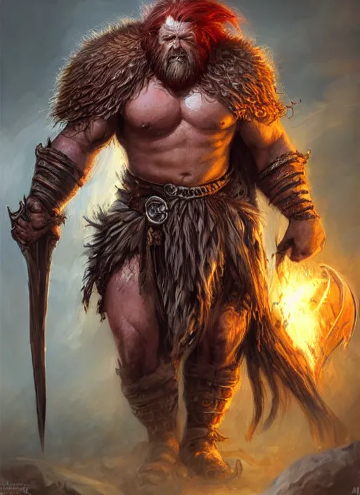 Prompt: enraged barbarian, ultra detailed fantasy, dndbeyond, bright, colourful, realistic, dnd character portrait, full body, pathfinder, pinterest, art by ralph horsley, dnd, rpg, lotr game design fanart by concept art, behance hd, artstation, deviantart, hdr render in unreal engine 5