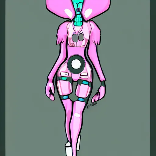 Prompt: Pink fox cybernetic android, furry (fandom) art, cyberpunk