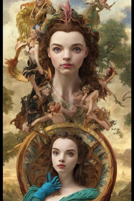 Image similar to A fantasy comic book style portrait painting of Jodie Comer, Anya Taylor-Joy, Joey King, as an Atlantean Reptilian Warrior, François Boucher, Oil Painting, Mystical Valkyrie, unreal 5, DAZ, hyperrealistic, octane render, Regal, Refined, Detailed Digital Art, RPG portrait, William-Adolphe Bouguereau, Michael Cheval, Walt Disney (1937), Steampunk, dynamic lighting, Highly Detailed, Cinematic Lighting, Unreal Engine, 8k, HD