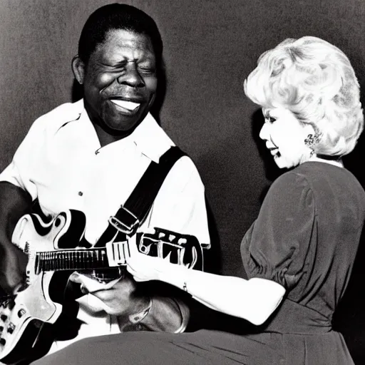 Prompt: colored pencil drawing of B.B. King giving a guitar lesson to Doris Day by Mort Drucker