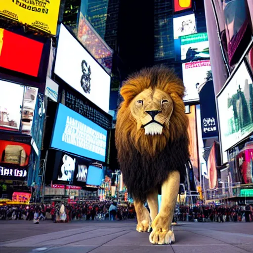 Image similar to Lion in new york times square, award winning photo