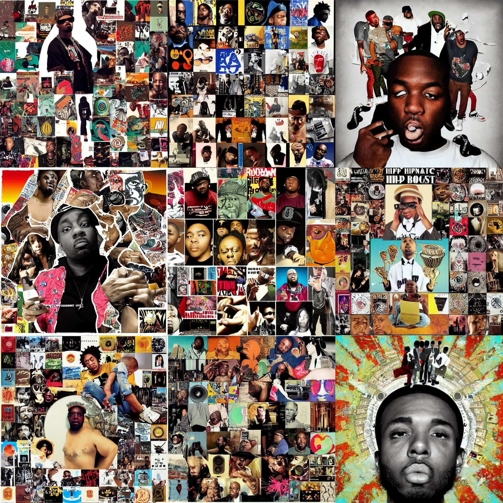 Prompt: hip - hop album art cover, ostentatious, absurd, low - budget, collage