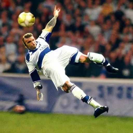 Prompt: David Beckham bicycle kick