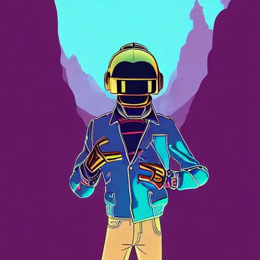 Image similar to a study of cell shaded cartoon of daft punk in the style of howl's moving castle ( 2 0 0 4 ) on a desert road, full body, wide shot, post grunge, studio ghibli, laurie greasley, highly detailed, deviantart, art by artgem