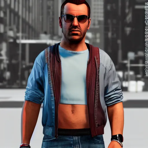 Prompt: a 8k 3d render of a gta 6 protagonist