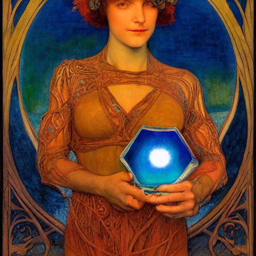 Image similar to the dawn queen with her lantern, by annie swynnerton and diego rivera and elihu vedder, symbolist, dramatic lighting, elaborate geometric ornament, art brut, smooth, sharp focus, extremely detailed, leo and diane dillon, adolf wolfli, soft pastel colors