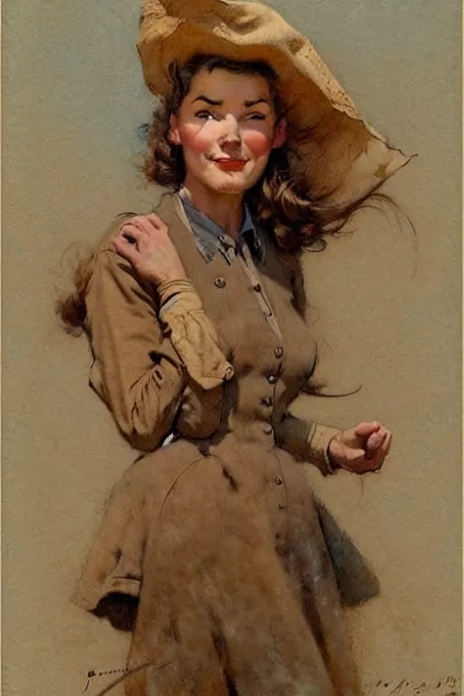 Image similar to (((((1950s wold west pioneer woman cover art . muted colors.))))) by Jean-Baptiste Monge !!!!!!!!!!!!!!!!!!!!!!!!!!!