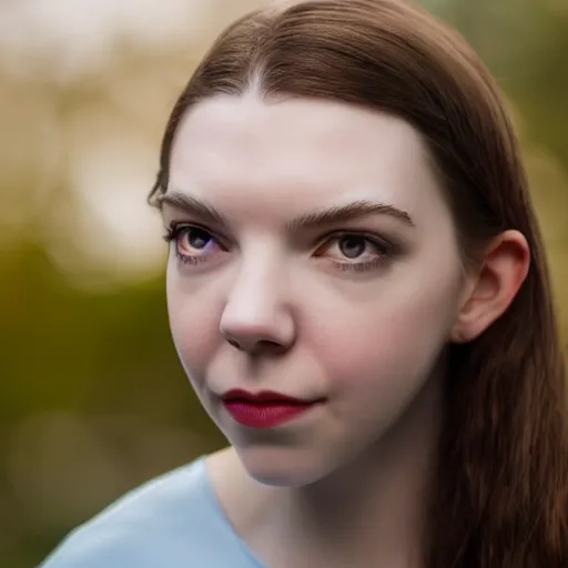 Image similar to Adult Anya Taylor-Joy, XF IQ4, f/1.4, ISO 200, 1/160s, 8K, Sense of Depth, color and contrast corrected, Nvidia AI, Dolby Vision, symmetrical balance, in-frame