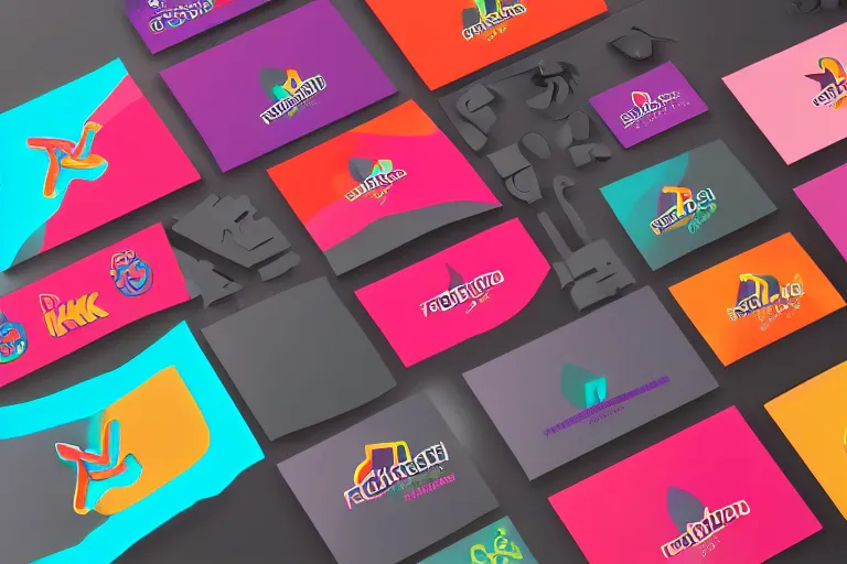 Prompt: colorful logo designs for fhk studio, made in adobe illustrator