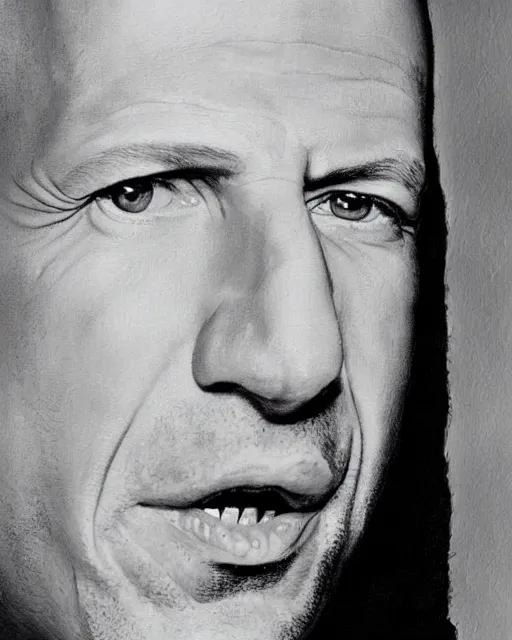 Prompt: portrait of bruce willis by stavros damos