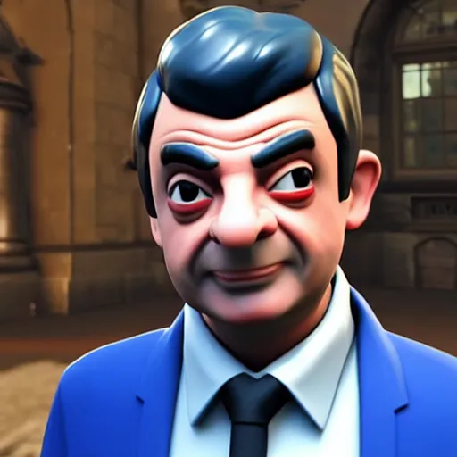 Image similar to in - game screenshot of rowan atkinson in fornite, 3 d render, unreal engine, octane render, ray tracing, unity, highly detailed, high quality, hd, 4 k, 8 k, realistic, sharp, trending