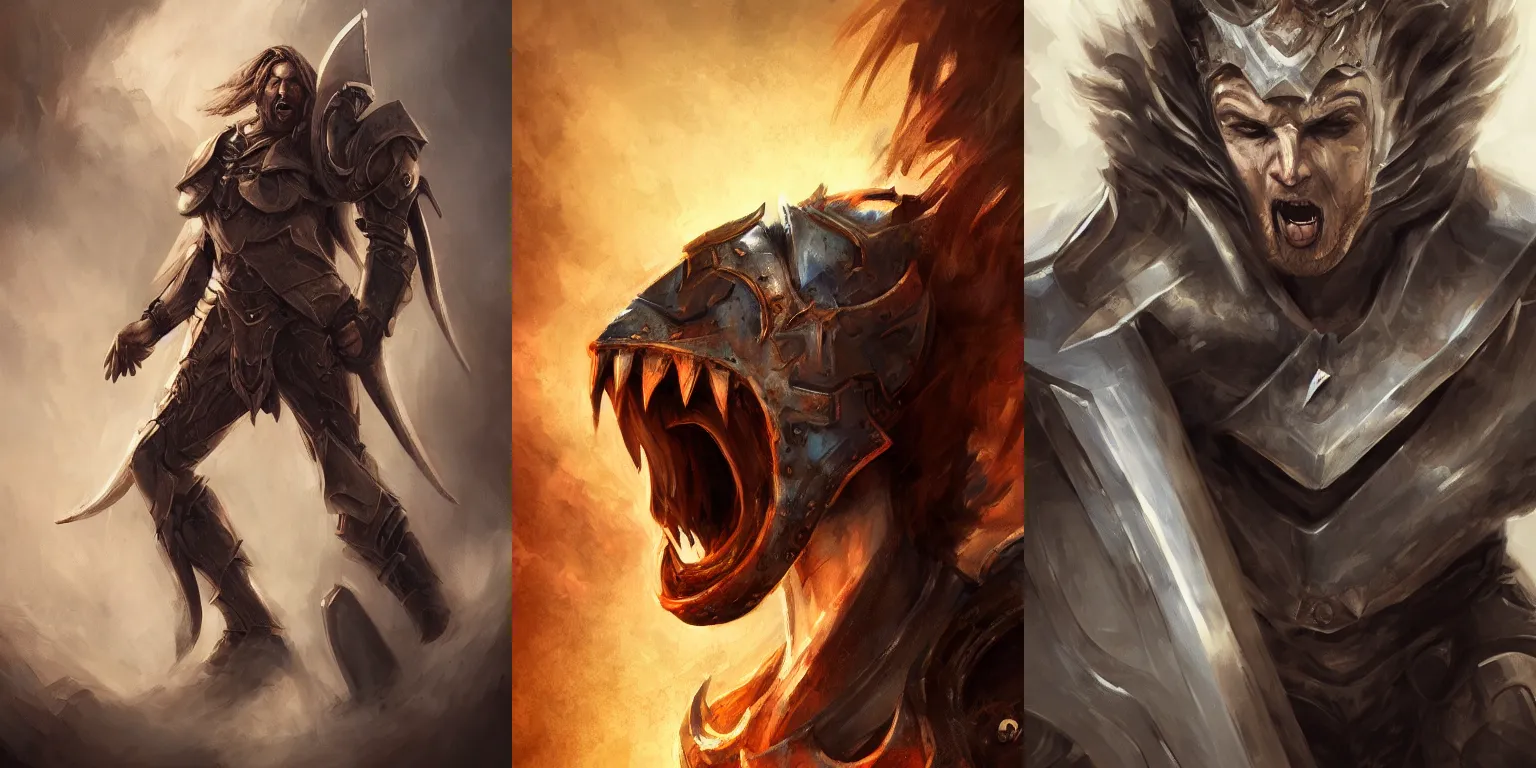 Prompt: half - length portrait of a human male paladin, screaming, emotions, dramatic. fantasy, digital painting, hd, detailed.