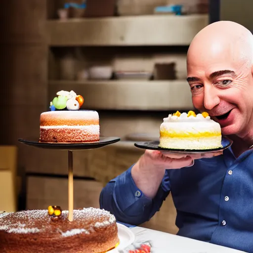 Image similar to Obese Jeff Bezos eating cake, XF IQ4, 150MP, 50mm, F1.4, ISO 200, 1/160s, natural light