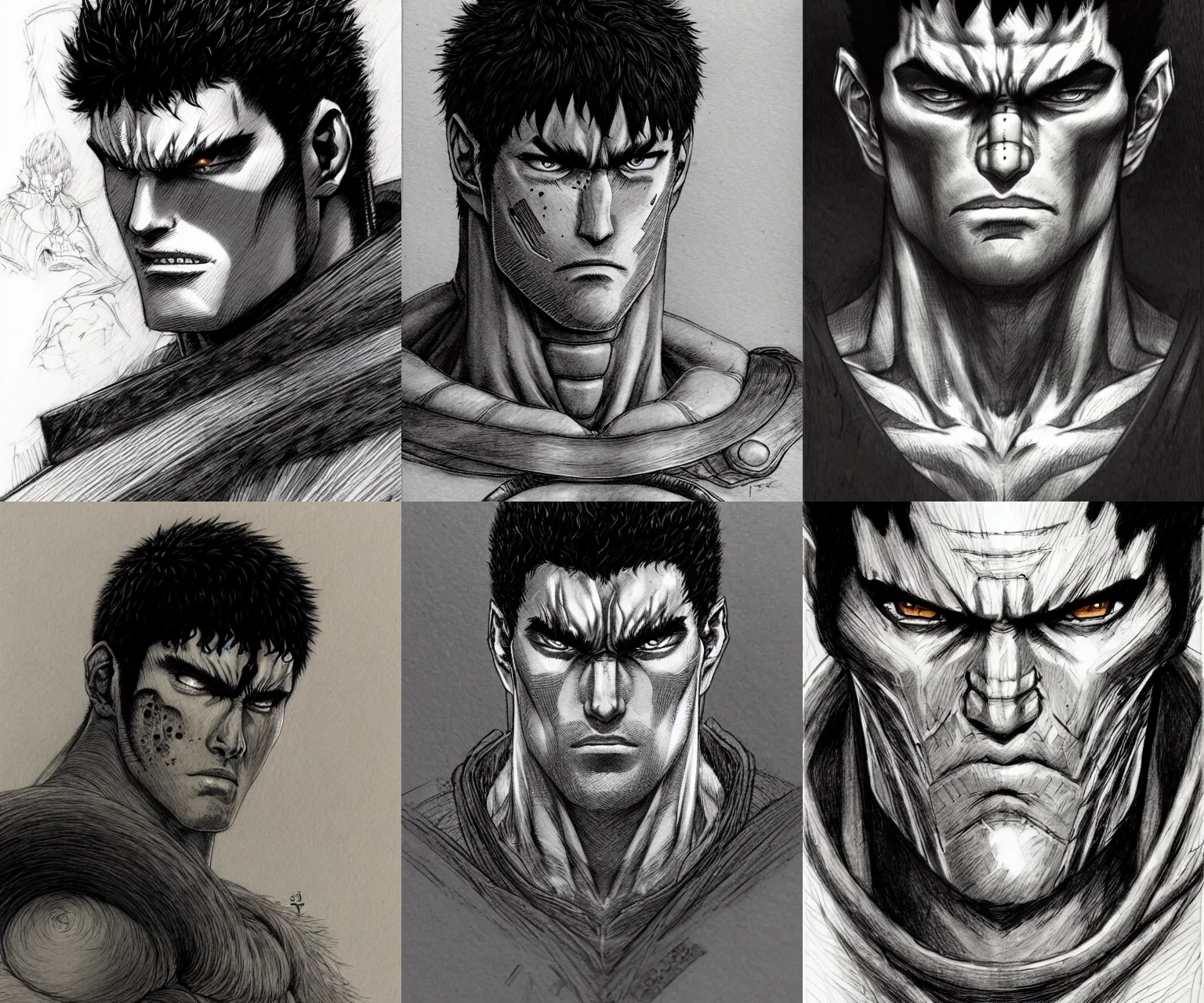 Which animated version of Guts' facial design below is the most