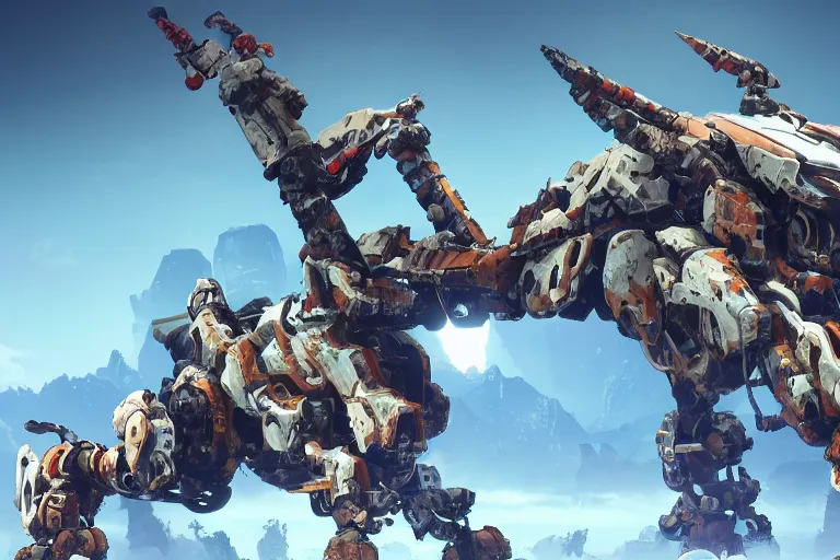 Image similar to shell - walker machine mecha animal beast robot of horizon forbidden west horizon zero dawn bioluminiscence global illumination ray tracing hdr fanart arstation by sung choi and eric pfeiffer and gabriel garza and casper konefal