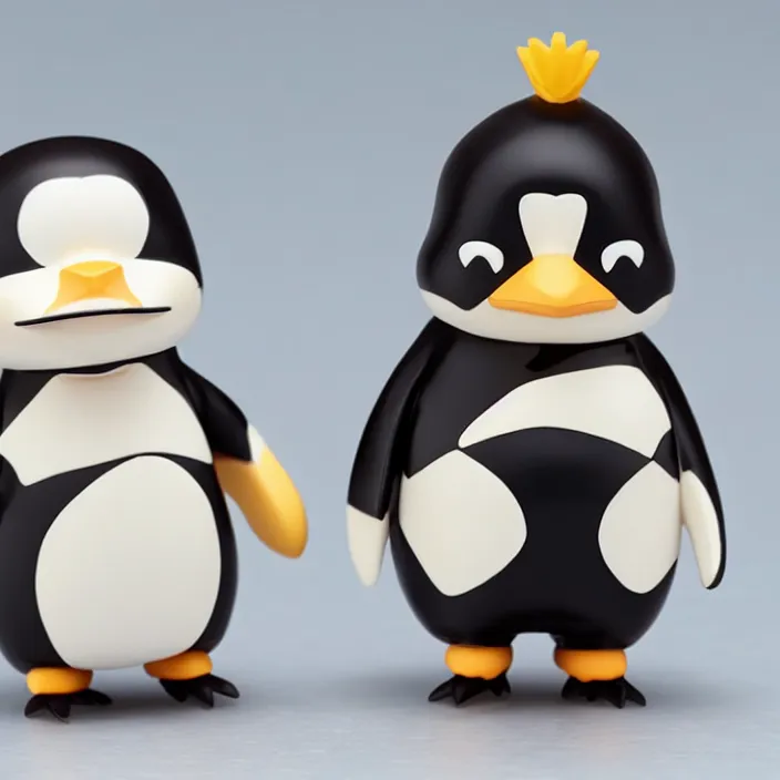 Prompt: a penguin, an anime nendoroid of a penguin, figurine, detailed product photo