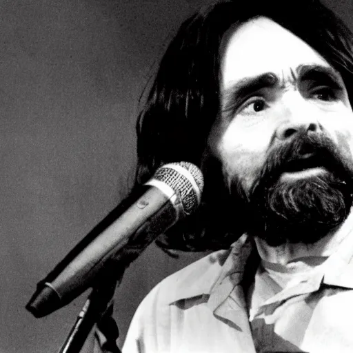 Prompt: charles manson singing at the grand old oprah