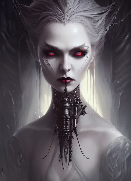 Image similar to hyper detailed ultra sharp majestic vampire princess, ominous gothic aesthetic, haunting, masterpiece, elegant, ornate, intricate, digital painting, concept art, smooth, sharp focus, illustration, art by melissa houpert and greg rutkowski, alexey egorov, felix englund, trending on artstation 8 k