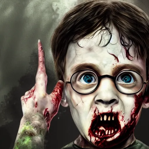 Prompt: zombie harry potter realistic portrait detailed