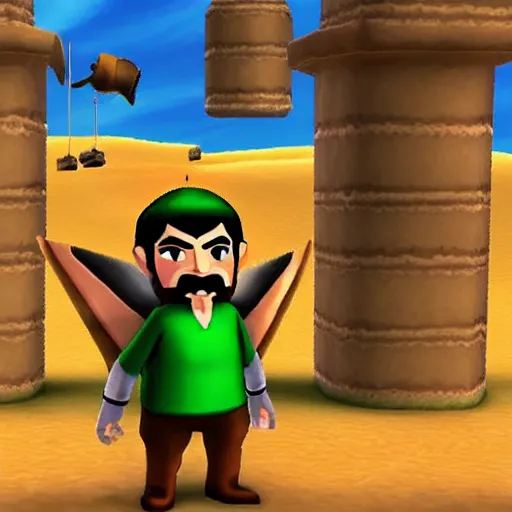 Image similar to Saddam Hussein in The Legend of Zelda The Wind Waker