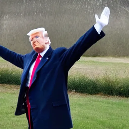 Image similar to still of donald trump saluting hitler at a rally, hyper realistic photo