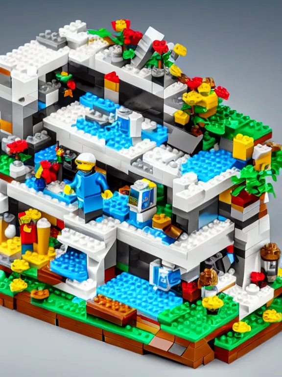 Image similar to miniature isometric lego diorama of epic yogurt factory