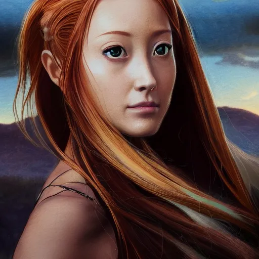Image similar to Olivia Taylor Dudley as Orihime Inoue, professional modeling, looking down on the camera, detailed, centered, digital painting, artstation, concept art, donato giancola, Joseph Christian Leyendecker, WLOP, Boris Vallejo, Breathtaking, 8k resolution, extremely detailed, beautiful, establishing shot, artistic, hyperrealistic, beautiful face, octane render, cinematic lighting, dramatic lighting, masterpiece